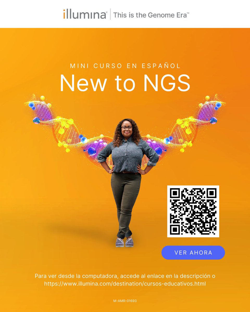 Gen_Lab_Peru's tweet image. ¡Nuevos recursos en español de Illumina!

📚 Mini curso “New to NGS”: Iníciate en la secuenciación.
👶Curso Xpeer: Genómica pediátrica.
🎥Webinars grabados:
🌱Agrigenómica
🧬NextSeq 1000/2000 y XLEAP-SBS™
🔗Descúbrelos aquí: illumina.com/destination/cu…
#GenLabPerú #EducaciónGenómica