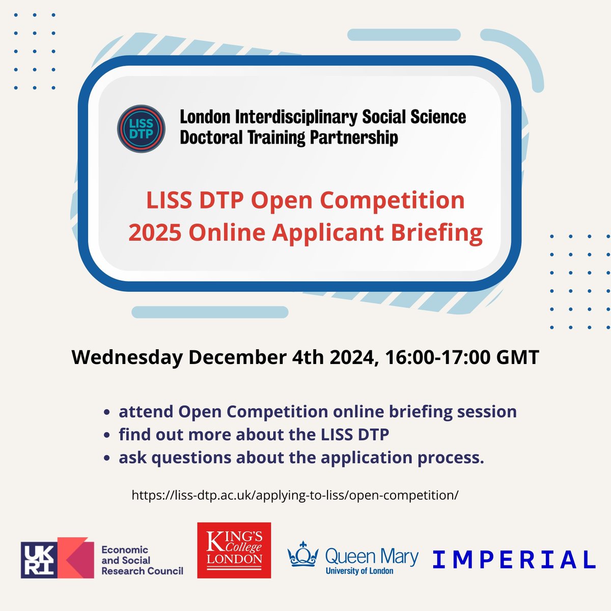 LISS DTP Open Competition Briefing! Register your attendance here: forms.gle/kd58dQXhLkUrfN…