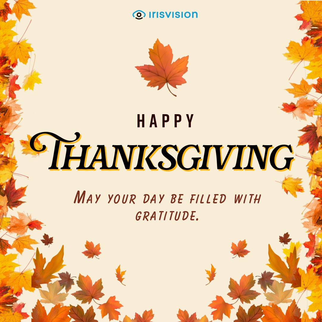 May your day be filled with gratitude, love, and cherished moments with the ones who matter most.

And don’t forget—our Thanksgiving promotion runs until the end of this month! Use code TGIV400 to save $400 on IrisVision Live 2.0!

🍂 Visit irisvision.com (Link in bio)