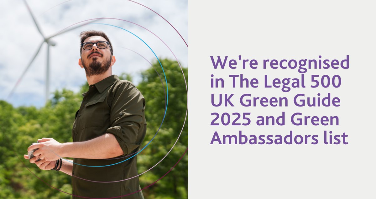 🌱 Our ESG team's contributions to supporting clients and championing change have gained recognition in The Legal 500 UK Green Guide 2025 and new Green Ambassadors list.
 
Find out more about the team 👇
 gowlg.co/417DSKh