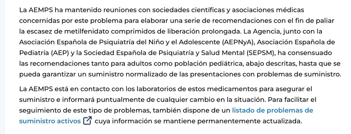 NoInvisibles's tweet photo. Falta de presentaciones de #metilfenidato de liberación prolongada en #Farmacias‼️
Este grupo de medicamentos está autorizado para el tratamiento del trastorno por déficit de atención-hiperactividad #TDAH
La @AEMPSGOB emite estas recomendaciones👇
https://t.co/POm6AXJ20H https://t.co/mQHrWAbHMO