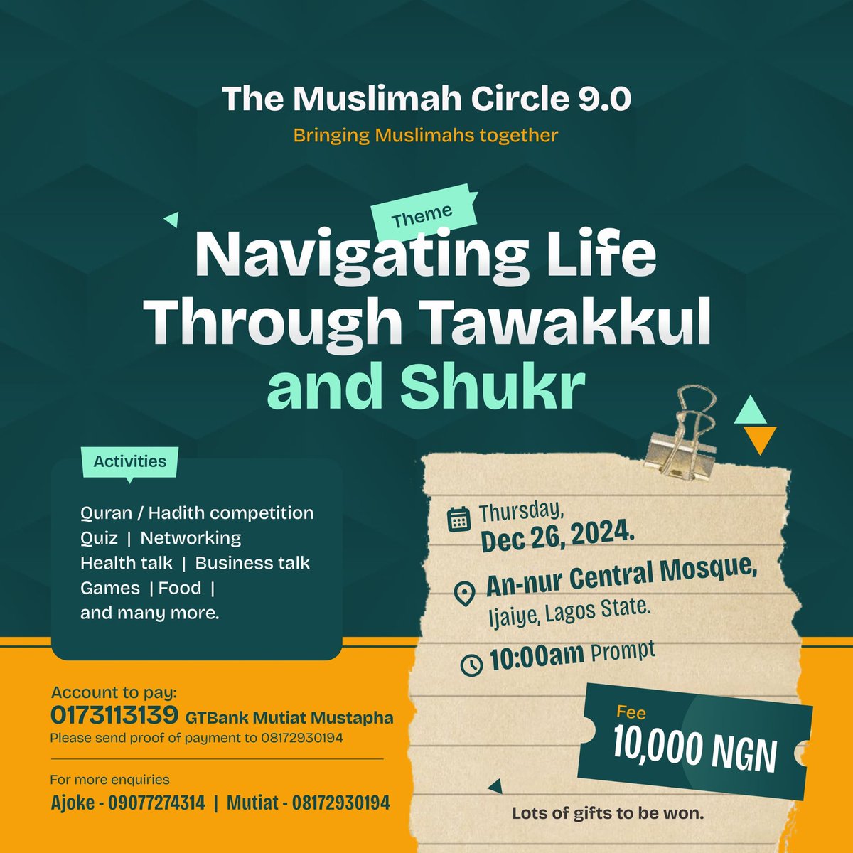 MutiatMustapha2's tweet photo. TMC 9.0 Countdown begins 🥳🥳🥳

28 days to the D-Day.
22 days to registration deadline.
Limited slots available.
Lots of gifts to be won.
Please check flier for more details.

💃🏼💃🏼 https://t.co/wxHdEoGiud