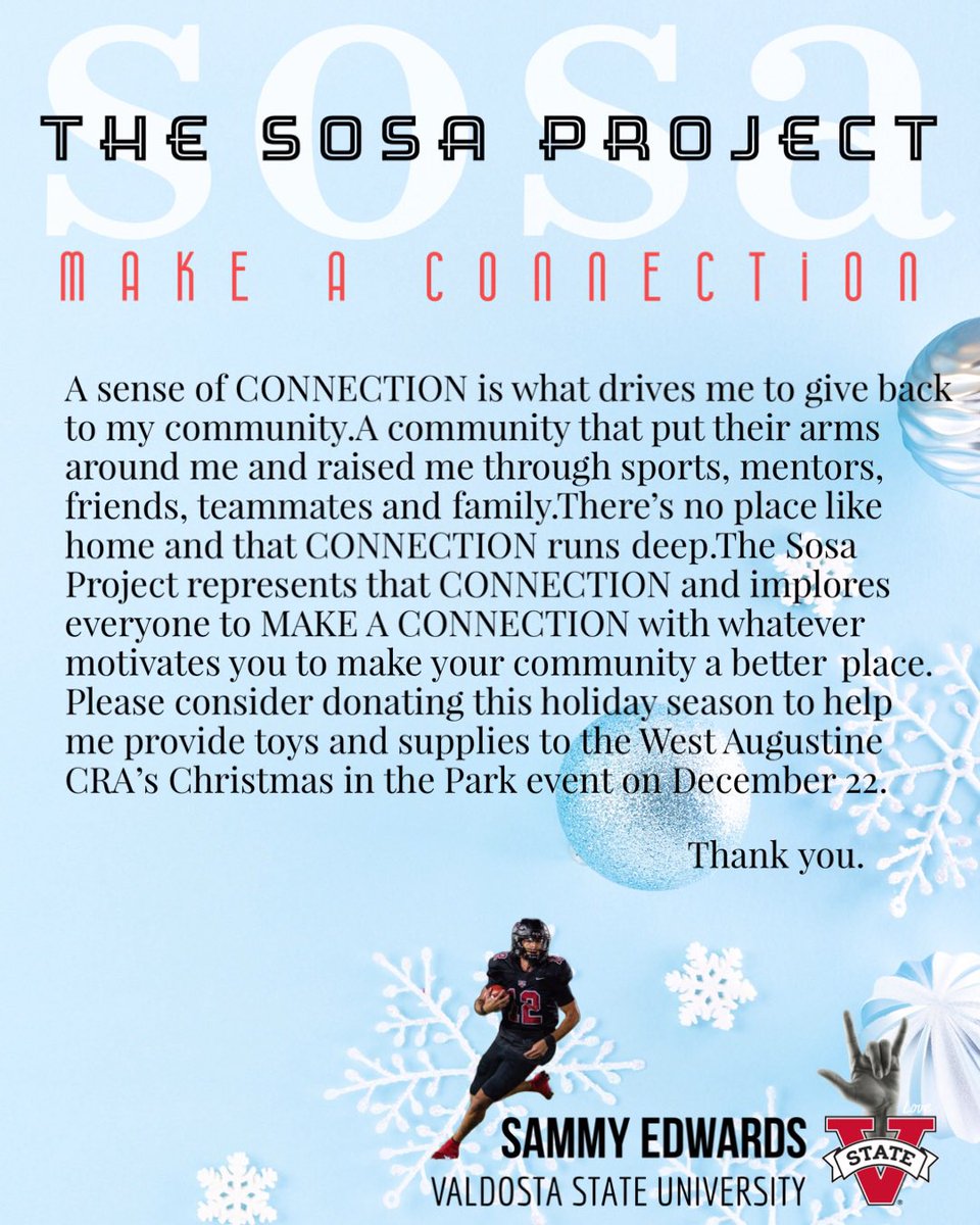 Happy Thanksgiving.  Please consider donating to the 3rd Annual Sosa Project Toy Drive.  Thank you.