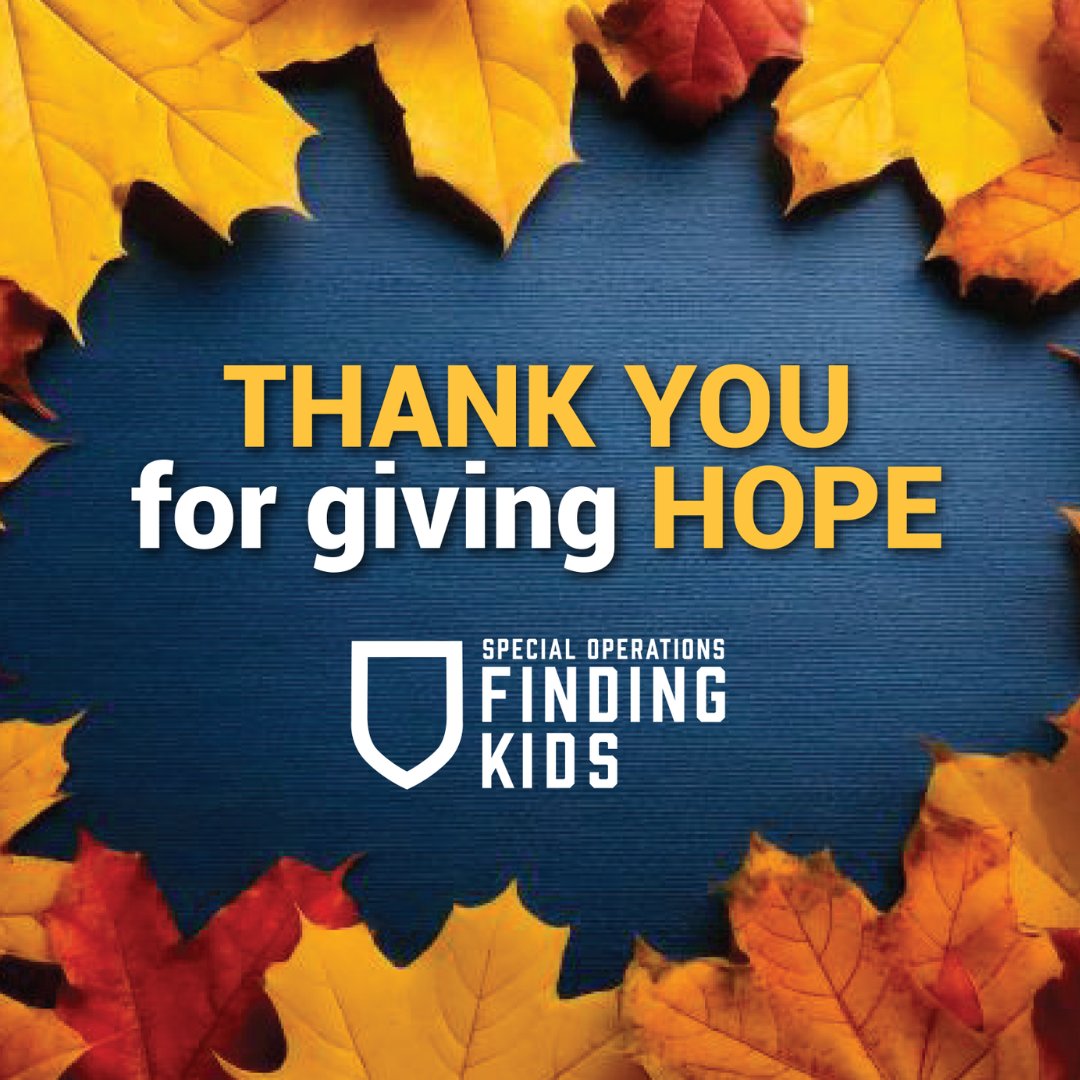 As we reflect on what we’re grateful for, let’s not forget the children who still need us. 💛
This Thanksgiving, give the gift of hope to the missing, the exploited, and the survivors.

Learn how you can help at findingkids.org/donate

#GiveThanks #FindingKids #missingkids
