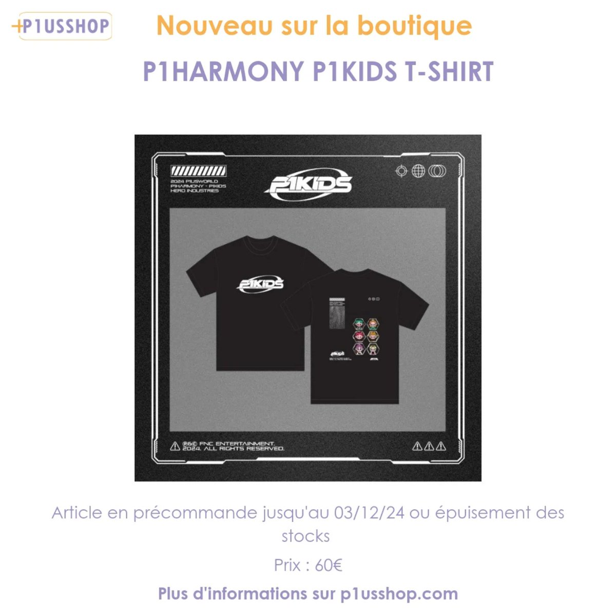 p1usshop's tweet photo. Nouveau sur la boutique P1HARMONY - P1KIDS disponible sur notre site https://t.co/AEp9J4BOrF

Article en précommande jusqu’au 03/12/24 

#P1Harmony #피원하모니 #P1H #P1KIDS #KYO #TEO #UNG #TAK #SHO #SEOBY https://t.co/pR3YfR4JYG