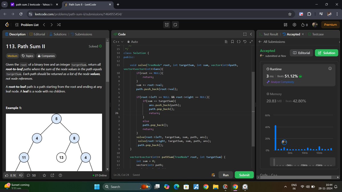 Parvejkhann23's tweet image. @DSA..
Solving 3 Binary tree Question today.
1.Path Sum
2.Path sum2
3.Lowest common ansector in a binaryTree..
#Devlopment.
Revise some @react concept...
#FullStackDevlopment #dsa