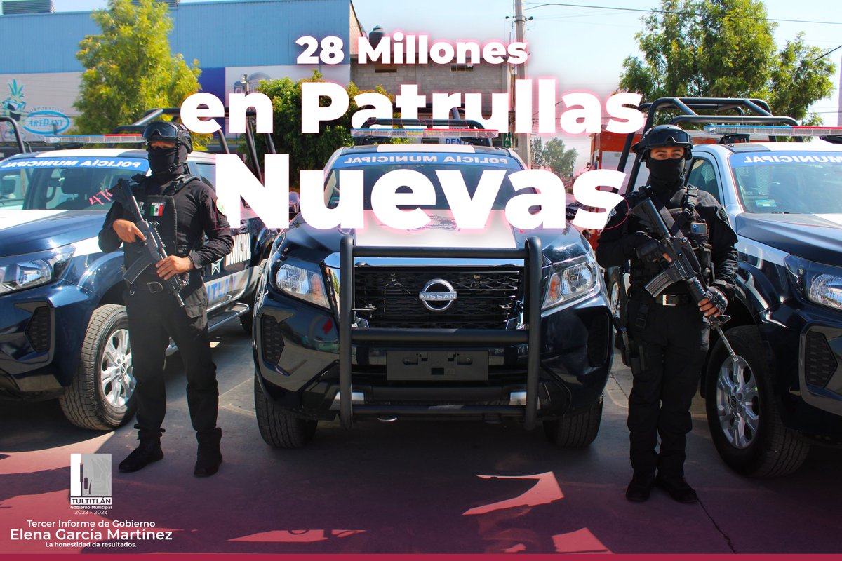 🚓🚨 ¡¡Tu seguridad es nuestra prioridad!! Todas y todos los tultitlenses se merecen vivir en un municipio más seguro 🚨🚓

💠   Elena García   💠
𝐓𝐞𝐫𝐜𝐞𝐫 𝐈𝐧𝐟𝐨𝐫𝐦𝐞 𝐝𝐞 𝐆𝐨𝐛𝐢𝐞𝐫𝐧𝐨  #LaHonestidadDaResultados