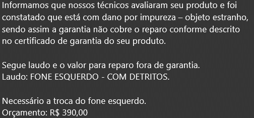 tr0mpa's tweet photo. hey @SamsungBrasil mandei pra assistencia esse fone (cuja supressão de ruído parou de funcionar no primeiro dia, e usei 5 meses com ela desativada) e agora estão querendo me cobrar 390 pra substituir um lado sendo que um fone novo sai por menos
vamos resolver ou vou de procon? https://t.co/JhzJBQq6jn