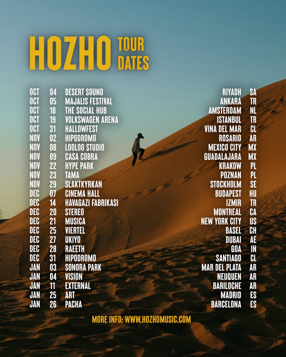 _hozho_'s tweet photo. 2024 is coming to an end but the journey continues. Here are the next stops 🏜️
Check the following link for tickets and more info: https://t.co/mW66s0ErHQ
See you soon!
#Hozho #Melodark #Tour https://t.co/wFQwuZ5hwg