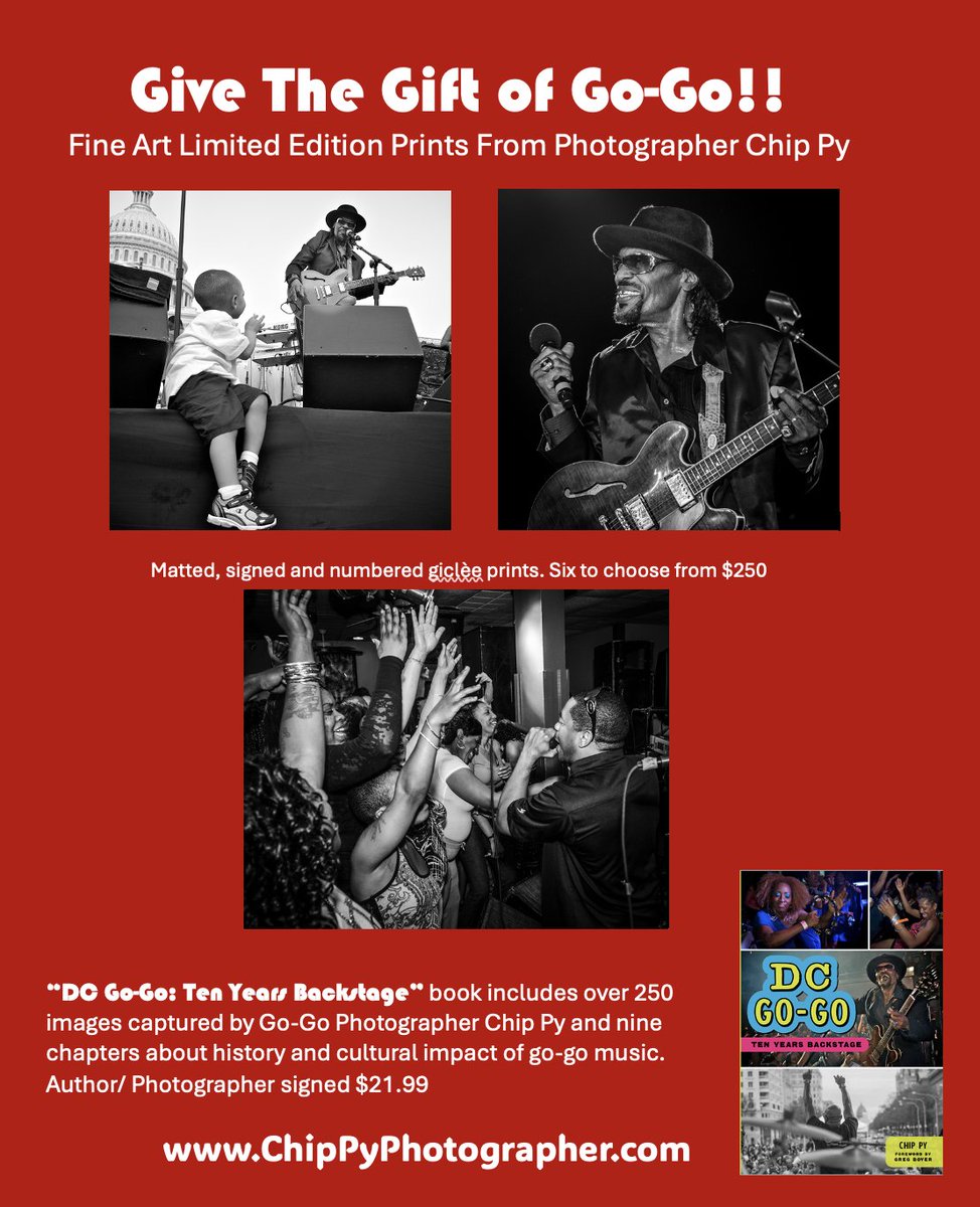 Put Some DC Under The Tree!! Limited edition signed and numbered giclée  Chuck Brown and Go-Go prints as well as my book "DC Go-Go: Ten Years  Backstage" make wonderful holiday gifts ChipyPyPhotographer.com