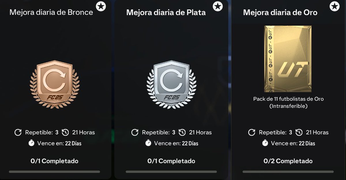 JuniorSintress's tweet photo. ⛏️ Crafteando Mejoras Diarias - EA FC 25✅

⭐️Solo Gastarás 3 Bronces y 3 Platas al Día

1️⃣ Hacer 3 Mejoras Diarias Bronce ➡️ Solo pide 1 Bronce x 3

✅Da 3 Sobres de 12 Bronces y 3 Únicos

2️⃣Hacer 3 Mejoras Plata Diaria ➡️ Solo pide 1 Plata x 3

✅Da 3 Sobres de 12 Platas y 3 Unicos

3️⃣Hacer 3 Mejoras Oro Diaria ➡️ Usar los Bronces y Platas que recibes en los 6 Sobres

✅Obtienes 33 Oros, 3 Únicos

♻️Repite estos Pasos cada Día