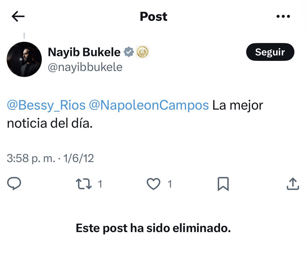 Bukele ha eliminado el tuit donde afirmaba que la victoria de El Salvador ante la empresa minera Pacific Rim era la “mejor noticia del día”

Sí, el Bukele de antes decía estar en contra de la minería, ahora está a favor 🤑

Farsante. Sinvergüenza.