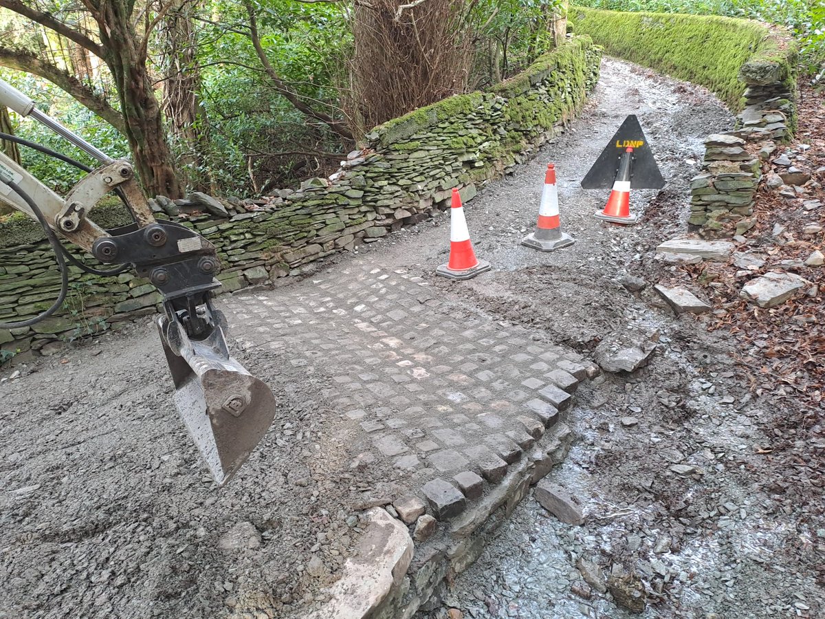 Our Ranger team have been carrying out maintenance work to path surfacing at Elleray Woods, adding stone pitched Waths to help manage surface water and add resilience. This very popular path to the summit of Orrest Head had suffered recent storm damage. <a href="/lakedistrictnpa/">Lake District</a>