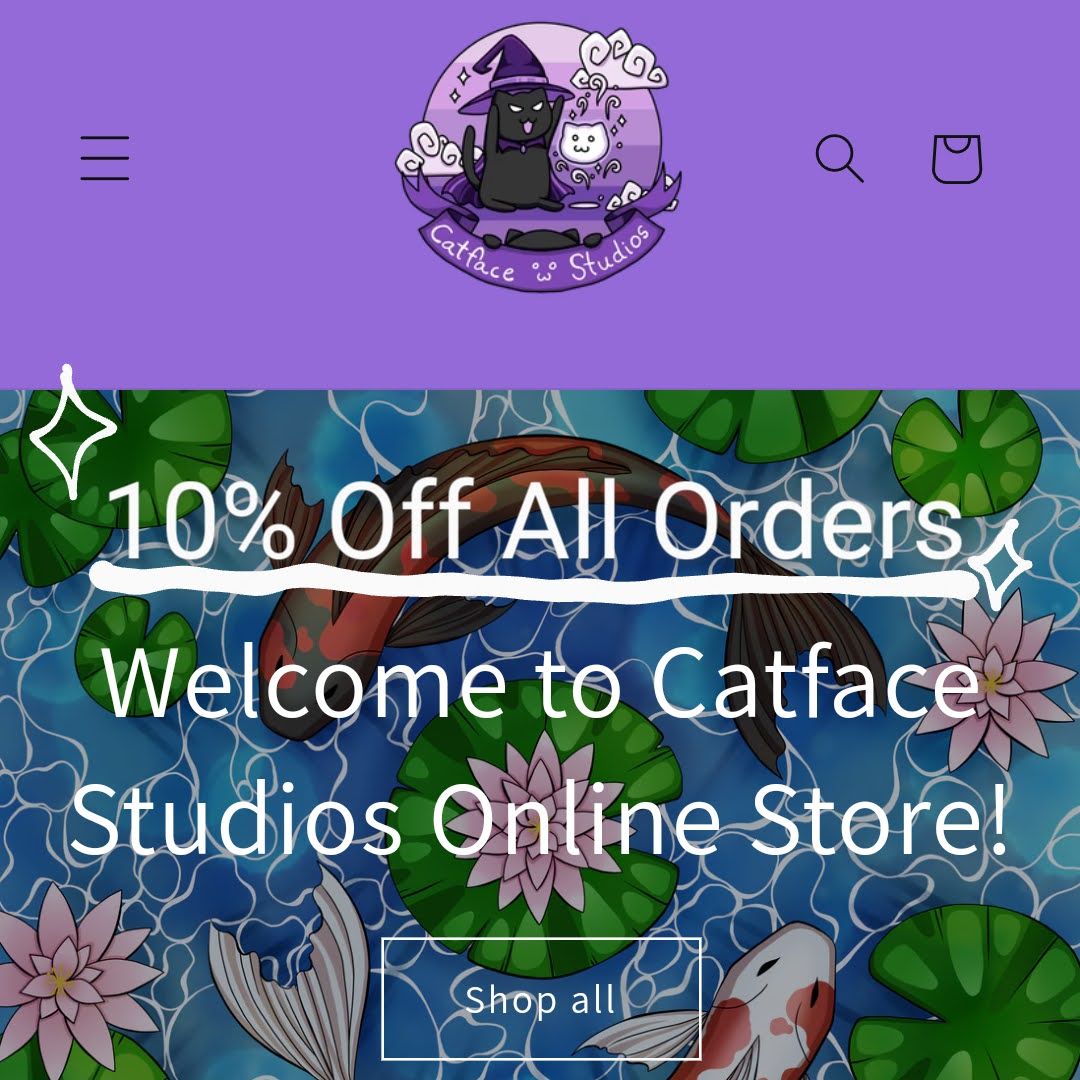 Catface_Studios's tweet photo. Catface Studios is having a site wide sale to celebrate its opening! 10% off all purchases up until December 7th. The first 15 customers will also get a free slightly smaller version of my Koi fish Polaroid sticker. 
Go to https://t.co/JqRBxOfOyG now and enjoy the discount >:3 https://t.co/TCSjd88f4m