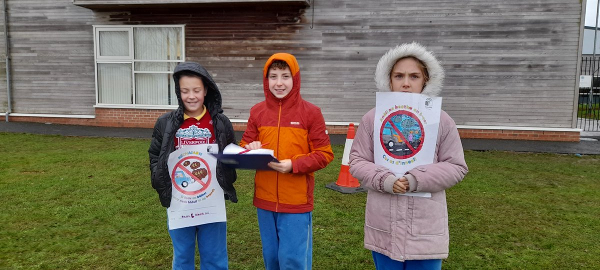 GSBB_Sord's tweet image. Suirbhé tráchta a 2 inniu. 
Cosc ar Réchasadh (no Idiling)
@GreenSchoolsIre
  @greenschools_travel 
#CleanAirWeek #BeatAirPollution #CAW24