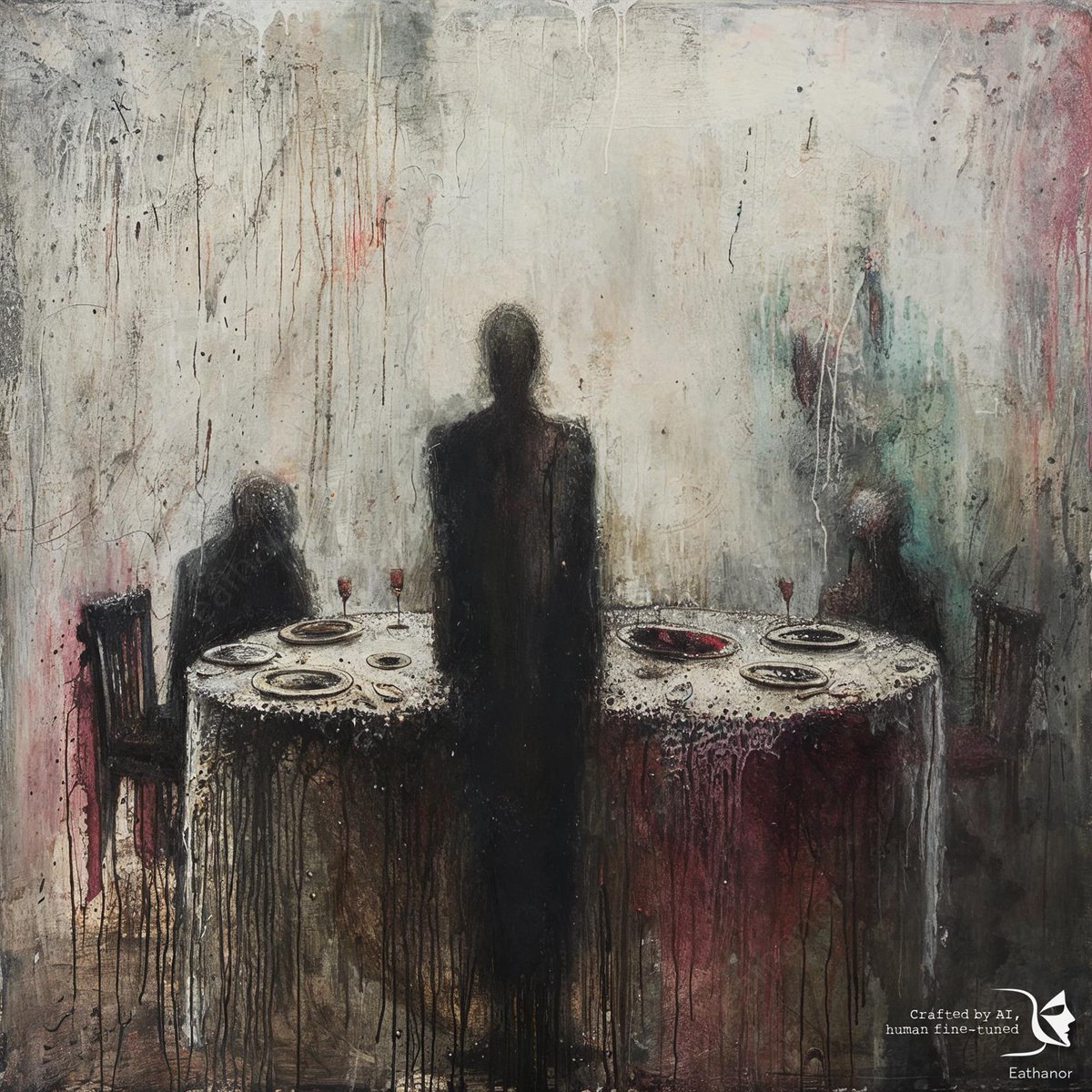 eathanor's tweet photo. "Forgotten Feast: Remnants of Revelry"
Good night, everyone! 🌜🍷 May the quiet moments of the night bring peace and reflection. Rest well amidst the shadows of the day's end. #NighttimeReflections #PeacefulSlumber
#AIArt #DigitalSurrealism #GothicArt #FantasyArt #MidJourneyArt https://t.co/AsKDIKaOPI