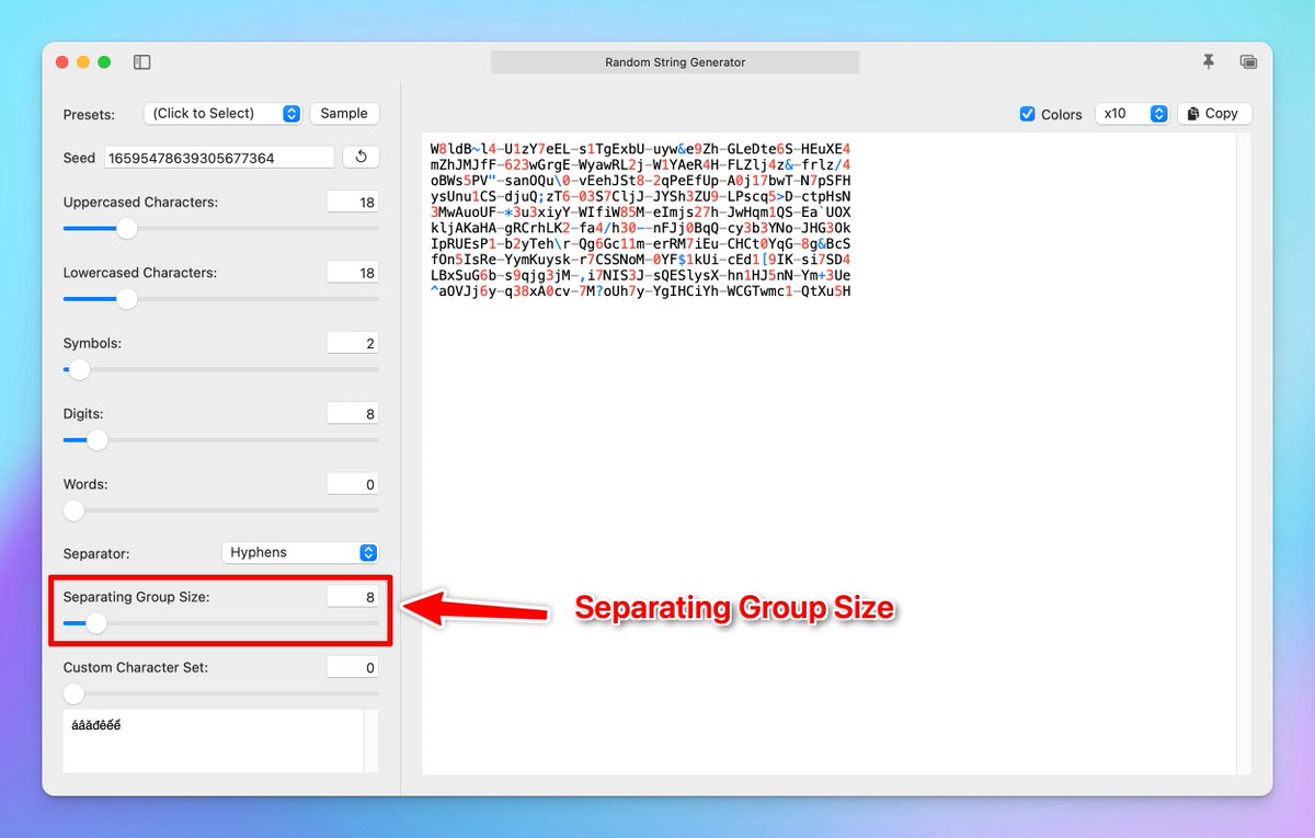 devutils_app's tweet image. 💡Tip: Use &quot;Separating Group Size&quot; in the Random String Generator tool to generate more flexible strings like license keys.

----
Get DevUtils at 50% OFF - code: BLACKFRIDAY_2024

Limited-time offer. Claim the deal now. ⏰🔥