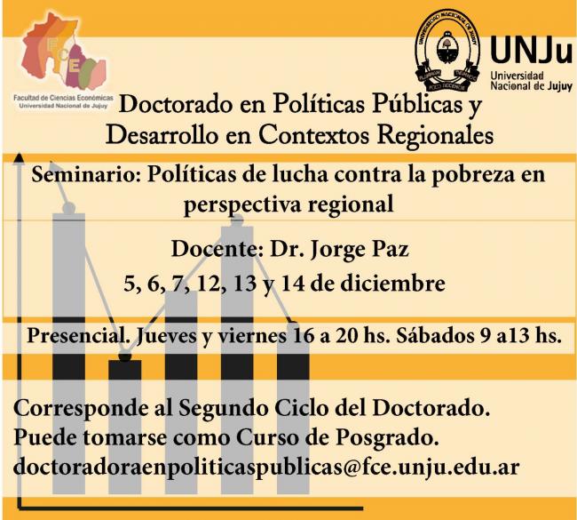 Seminario: Lucha contra la Pobreza en Perspectiva Regional.
📅 Fechas: 5, 6, 7, 12, 13 y 14 de diciembre
🕔 Horarios:
Jueves y viernes: 16 a 20 hs
Sábados: 9 a 13 hs
📍 Modalidad: Presencial en la FCE UNJu
🔗 Inscripción y pago: fce.unju.edu.ar/node/1532
#DoctoradoUNJu