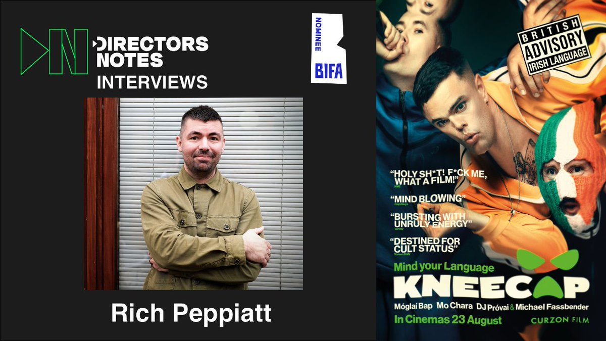 Dir. Rich Peppiatt discusses throwing comedic molotov cocktails in his raucous @bifa_film winning debut 'Kneecap' about anarchic Irish hip-hop trio @kneecapceol who become unlikely figureheads of a civil rights movement to save the mother tongue #BIFA2024 directorsnotes.com/2024/11/28/ric…
