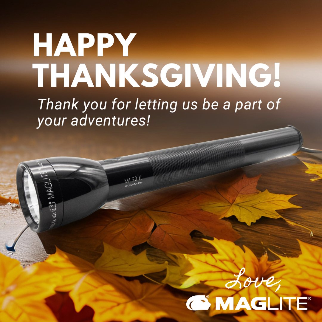 🦃 Happy Thanksgiving to all our amazing customers! We’re so thankful for you! 🧡

🚨Remember our Black Friday / Cyber Monday sale happening now! 20% OFF SITEWIDE through 12/3. 

Use code BFCM20 at checkout to save!

maglite.com/collections/be…

#Maglite #BlackFriday #CyberMonday