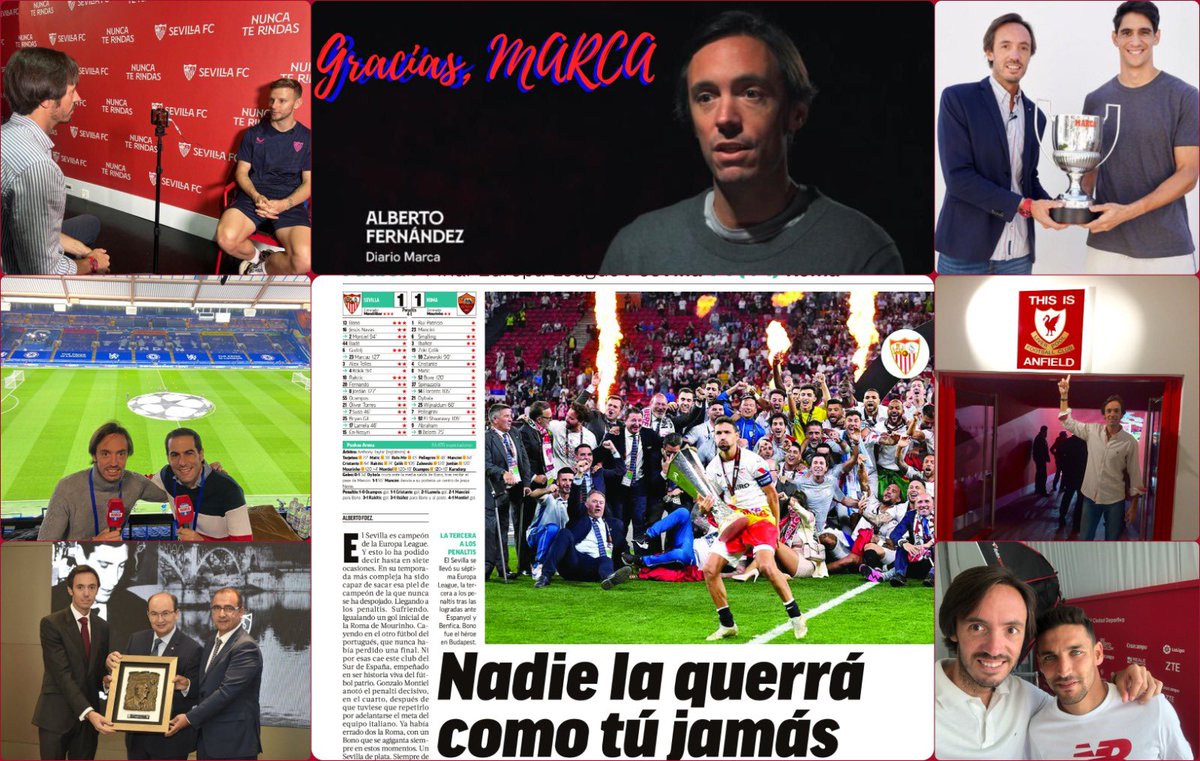 Hoy toca poner fin a una etapa maravillosa de mi vida profesional (10 años) al frente del Diario MARCA en Sevilla. Dejo atrás numerosos recuerdos, vivencias imborrables e inmejorables compañeros. Gracias a los que lo hicieron posible y me acompañaron en el camino. De corazón.