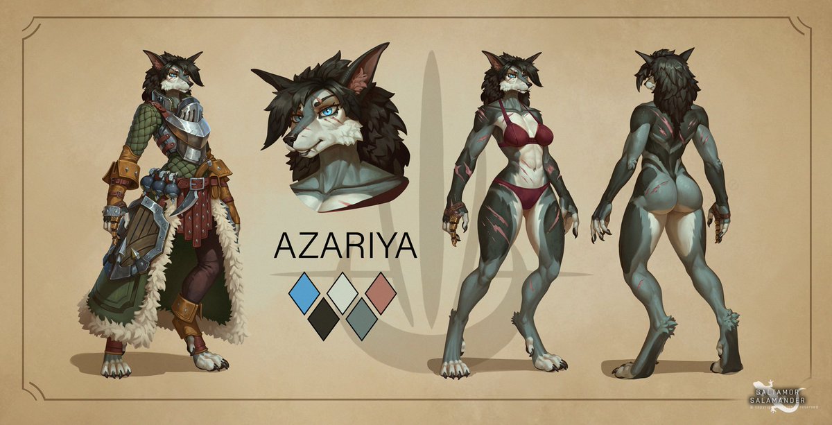 Azariya - full refsheet
art for <a href="/shrimpchippies/">Lisanka Vallendis</a> 
#warcraft #worgen