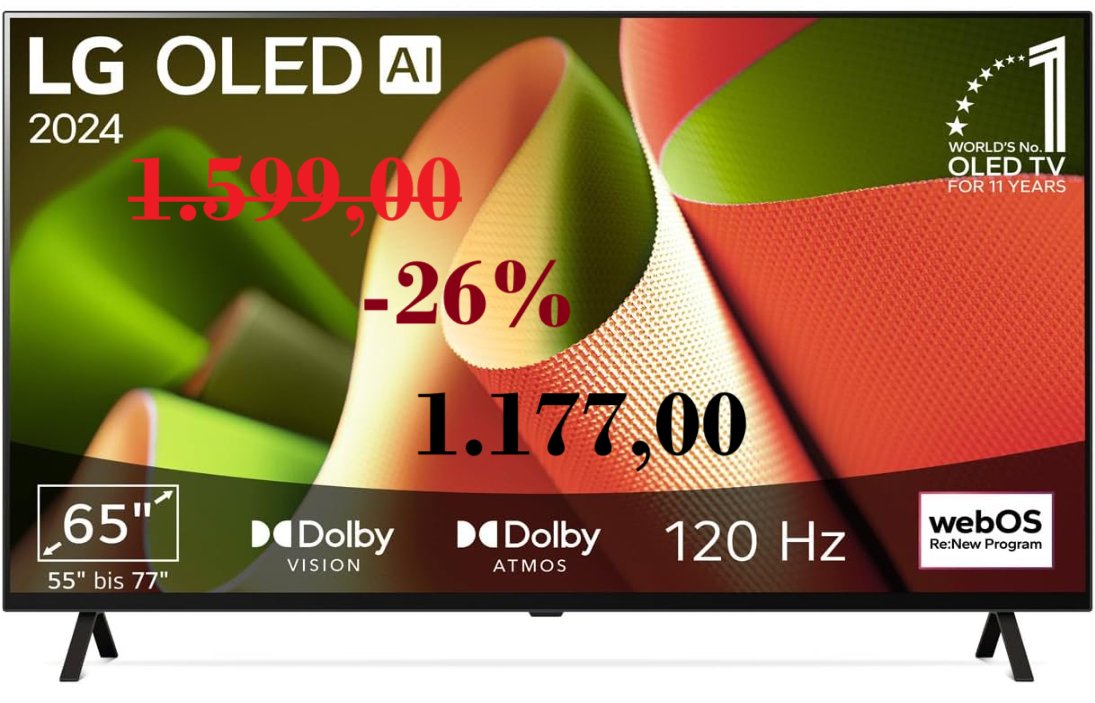 Naryoneway's tweet photo. https://t.co/MsLlv0EJ3V
1.599,00 - 26% = 1.177.00
☘️☘️☘️☘️☘️☘️☘️☘️☘️☘️☘️☘️☘️☘️
LG OLED65B4ELA TV 165 cm (65 Zoll) OLED Fernseher (α8 4K AI-Prozessor, webOS 24, Dolby Vision, bis zu 120Hz) [Modelljahr 2024] https://t.co/9Jsy4OYpeN