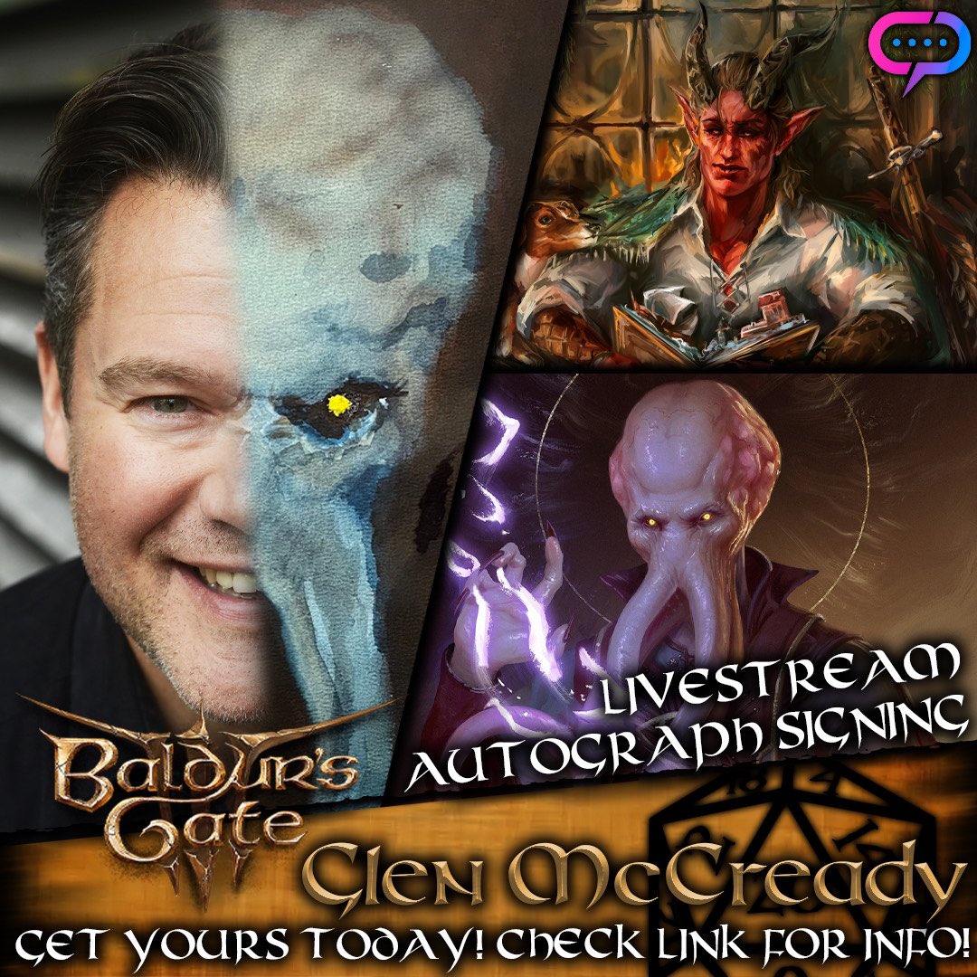 McCreadyGlen's tweet photo. My next @StreamilyLive signings are at 1800 GMT on Tuesday December 3rd!
@JessCarrollActs 🤩 will be my special guest - AKA my “Streamily Carer”! 🤪
Come say “hi” if you can - international time zones permitting. 🥳
#Zevlor #Omeluum #Zrell #BaldursGate3 https://t.co/MyqYFMu8nd