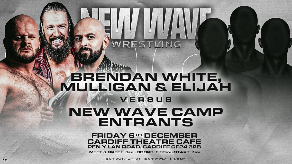 New Wave 20 Match Announcement!!

We round out New Wave 20 with a HUGE 6 man tag team match as Mulligan, former NWW champion Elijah &amp; the Workhorse Brendan White team to face 3 of the best prospects from the New wave Camp which goes down December 2nd-5th! 

Get your T1ckets now!!