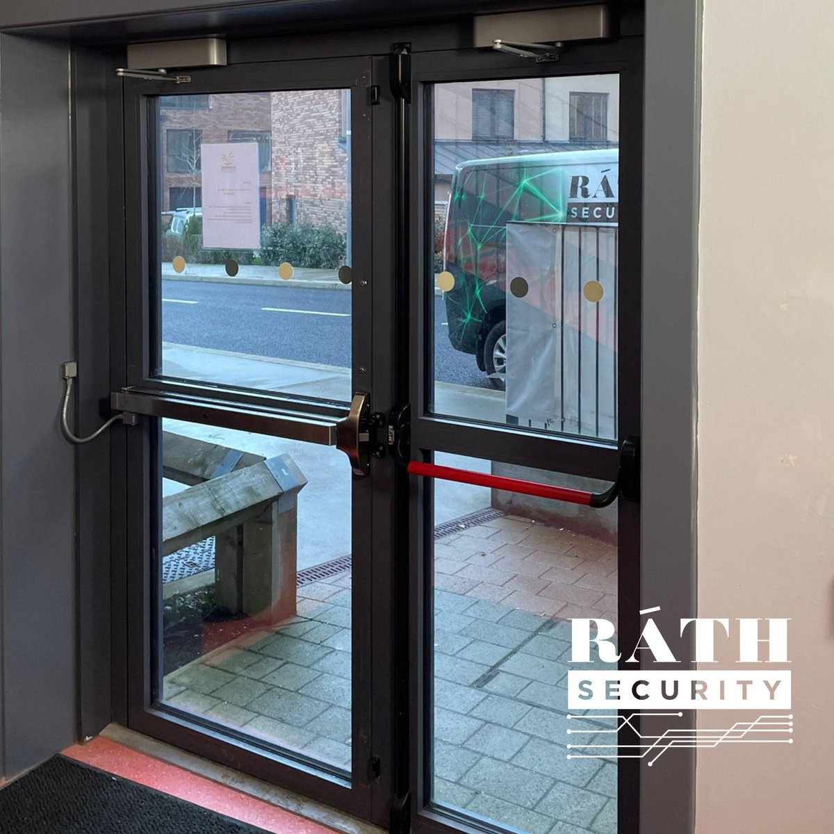 rathsecurityltd's tweet photo. We’re thrilled to share one of our latest access control installations, fully compliant with the new PSA 67:2021 standards:

Integrated a panic push bar egress system,
combined  with a cutting-edge Hikvision IP Intercom. 

Upgrade your access with Rath Security today 🔑🔒 https://t.co/cy2KdO7vZh