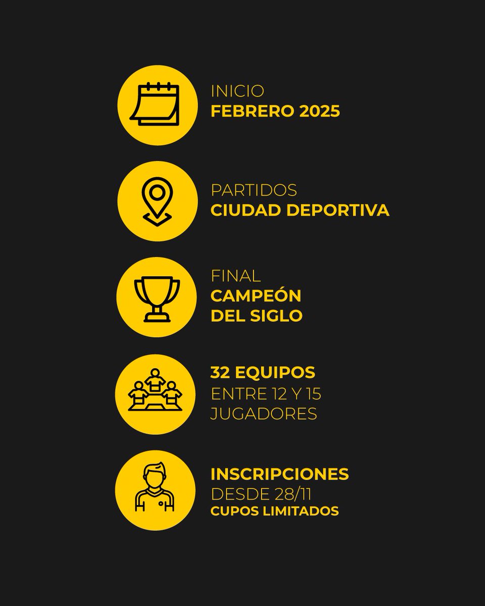 ¡𝗖𝗮𝗺𝗽𝗲𝗼𝗻𝗮𝘁𝗼 𝗘𝗫𝗖𝗟𝗨𝗦𝗜𝗩𝗢 𝗽𝗮𝗿𝗮 𝘀𝗼𝗰𝗶𝗼𝘀!  

Ya están abiertas las inscripciones para el campeonato de fútbol 8 que se disputará en la Ciudad Deportiva Nestor 'Tito' Goncalves y en el Estadio Campeón del Siglo. 

Informate acá ➡️ peñarol.org/Noticias/-Camp…