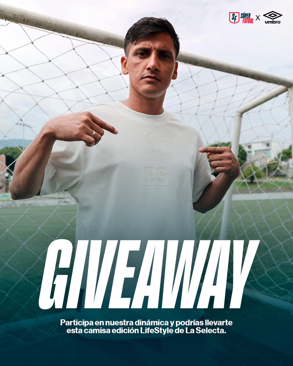SuperFutbolSV's tweet photo. ¡GIVEAWAY ALERT! 🇸🇻👀

¿Quieres llevarte la camisa blanca edición lifestyle de la Selecta gracias a #Umbro y Súper Fútbol? ⚽️🤔
Aquí te contamos cómo participar y ser el posible ganador:

1️⃣ Dale RT a este post.
2️⃣ Síguenos en nuestra cuenta.
3️⃣ Responde correctamente: ¿En qué año Umbro comenzó a ser el Sponsor Técnico de la Selecta? 👕💬

📅 Tienes hasta el 03 de diciembre para participar.

#LoVivimosComoVos