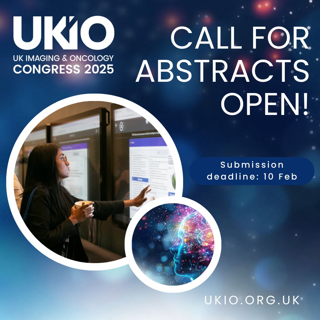 📢The call for abstracts for #UKIO2025 is OPEN! We invite #imaging &amp; #oncology papers on clinical practice, education, or research to be considered for presentation as short oral talks or ePosters.

Don't miss your chance to showcase your work. More at bit.ly/3cnRpSd