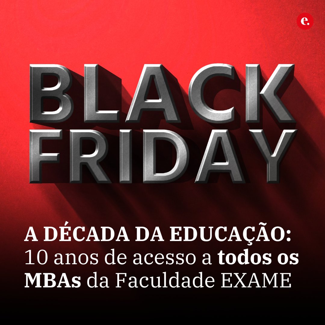 exame's tweet image. 🔥 BLACK FRIDAY FOREVER EXAME: bit.ly/49dx1kI | Acesso ilimitado a todos os MBAs por 10 anos, por um único valor!

Clique no link e saiba mais: 

#EXAME