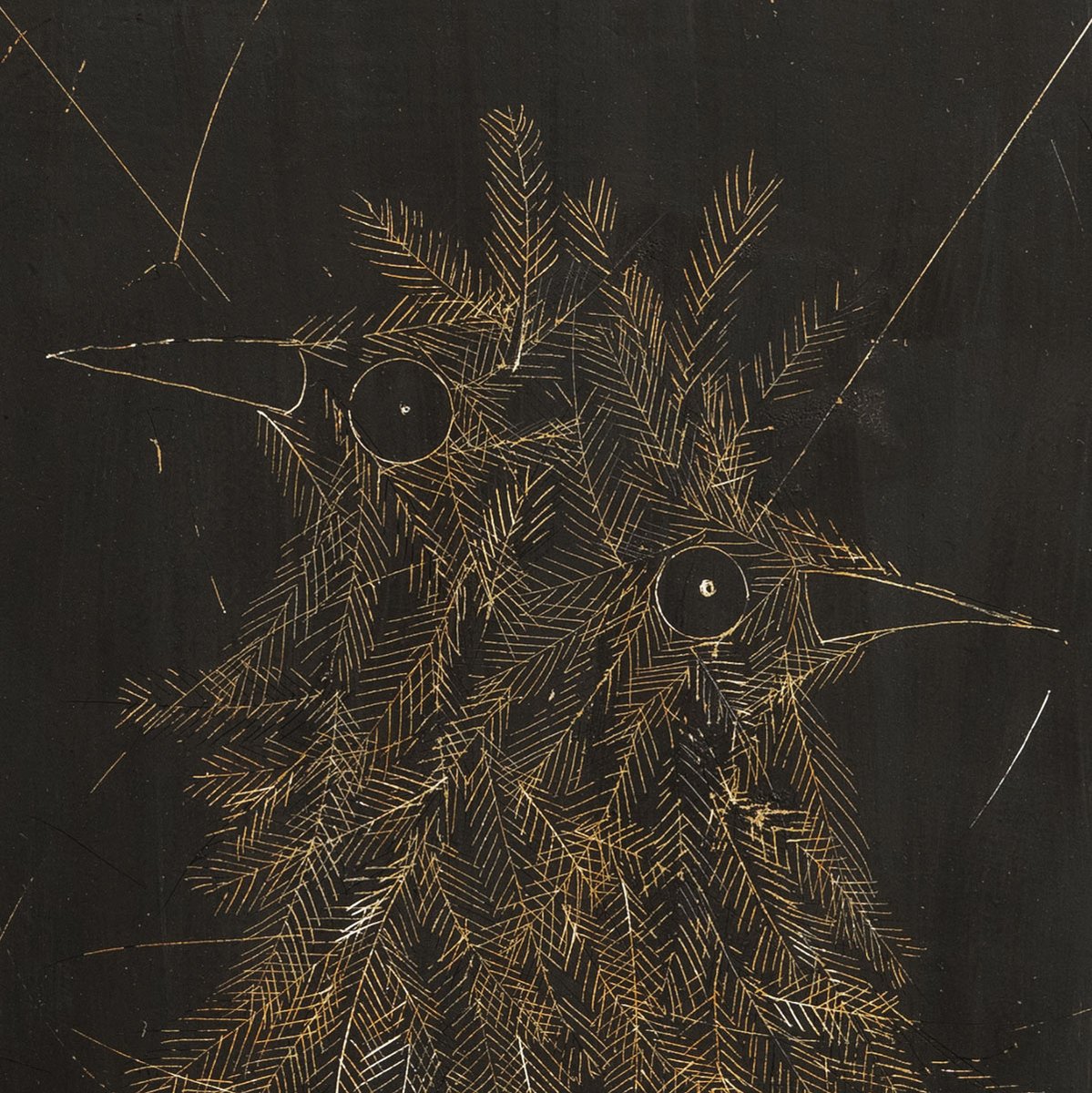 Nightcrowthings
'I build up layers of colours underneath a final black layer, I then scratch into the layers to reveal the crowthing' £75
worldofmoose.com/search?q=night…