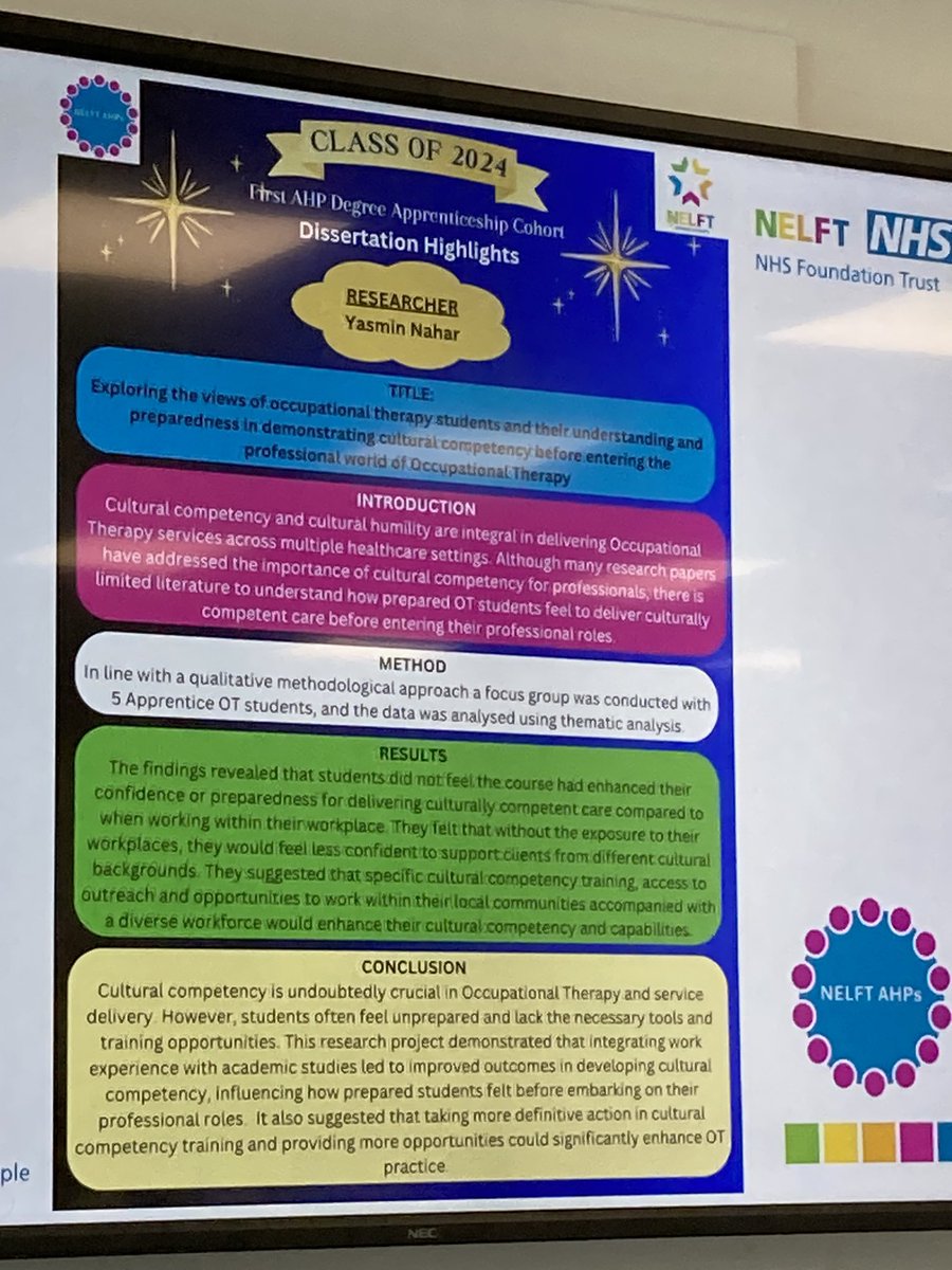 NELFT AHP (@nelft_ahp) on Twitter photo Yasmin Nahar - Occupational Therapy 🦼📿🕌
Her dissertation looked at the cultural competency skills of student OTs
<a href="/theRCOT/">Royal College of Occupational Therapists</a> <a href="/NELondonAHPs/">NELAHPS</a> <a href="/NELFT/">North East London NHS Foundation Trust (NELFT)</a> Yasmin Nahar - Occupational Therapy 🦼📿🕌
Her dissertation looked at the cultural competency skills of student OTs
<a href="/theRCOT/">Royal College of Occupational Therapists</a> <a href="/NELondonAHPs/">NELAHPS</a> <a href="/NELFT/">North East London NHS Foundation Trust (NELFT)</a>