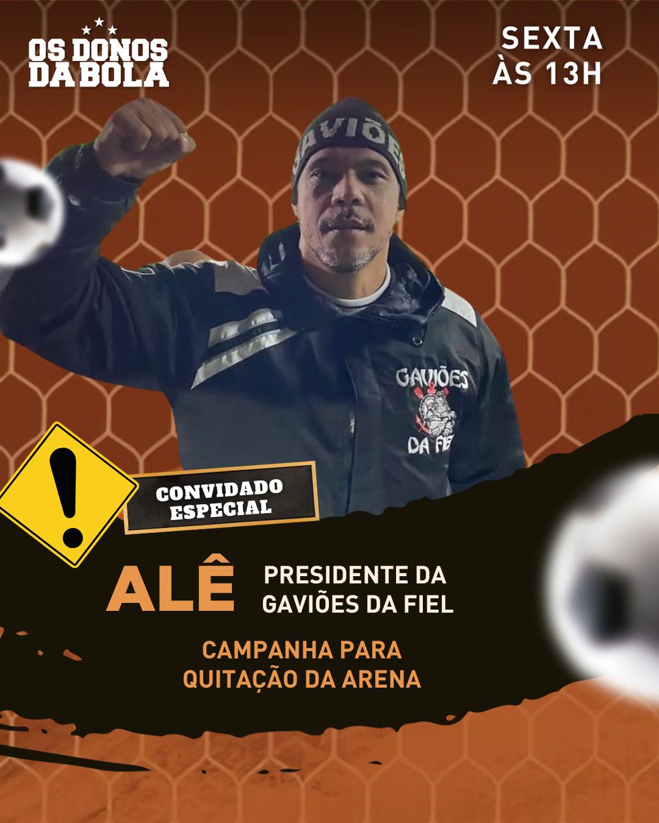 OSDONOSDABOLA's tweet photo. CONVIDADO ESPECIAL, GAROTINHO! 🦅
Presidente da @gavioesoficial, Alê é o convidado especial do #OsDonosDaBola desta sexta-feira (29) para falar sobre a campanha para a quitação da Arena Corinthians! 🔥

Assista ao vivo a partir das 13h! 📺

#EsporteNaBand https://t.co/8v9cUDm6DH