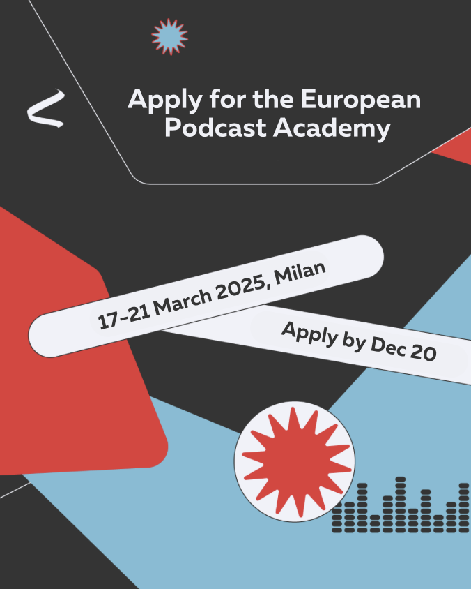 InternewsUA's tweet photo. ποΈ Apply by Dec 20 to the European Podcast Academy! A masterclass for audio professionals, March 17β21 in #Milan.
Refine your podcasting skills with top experts β free training for 50 participants.
Details: https://t.co/3LMYjGUYta
#PodcastAcademy #WePod https://t.co/WjlhEWvogw