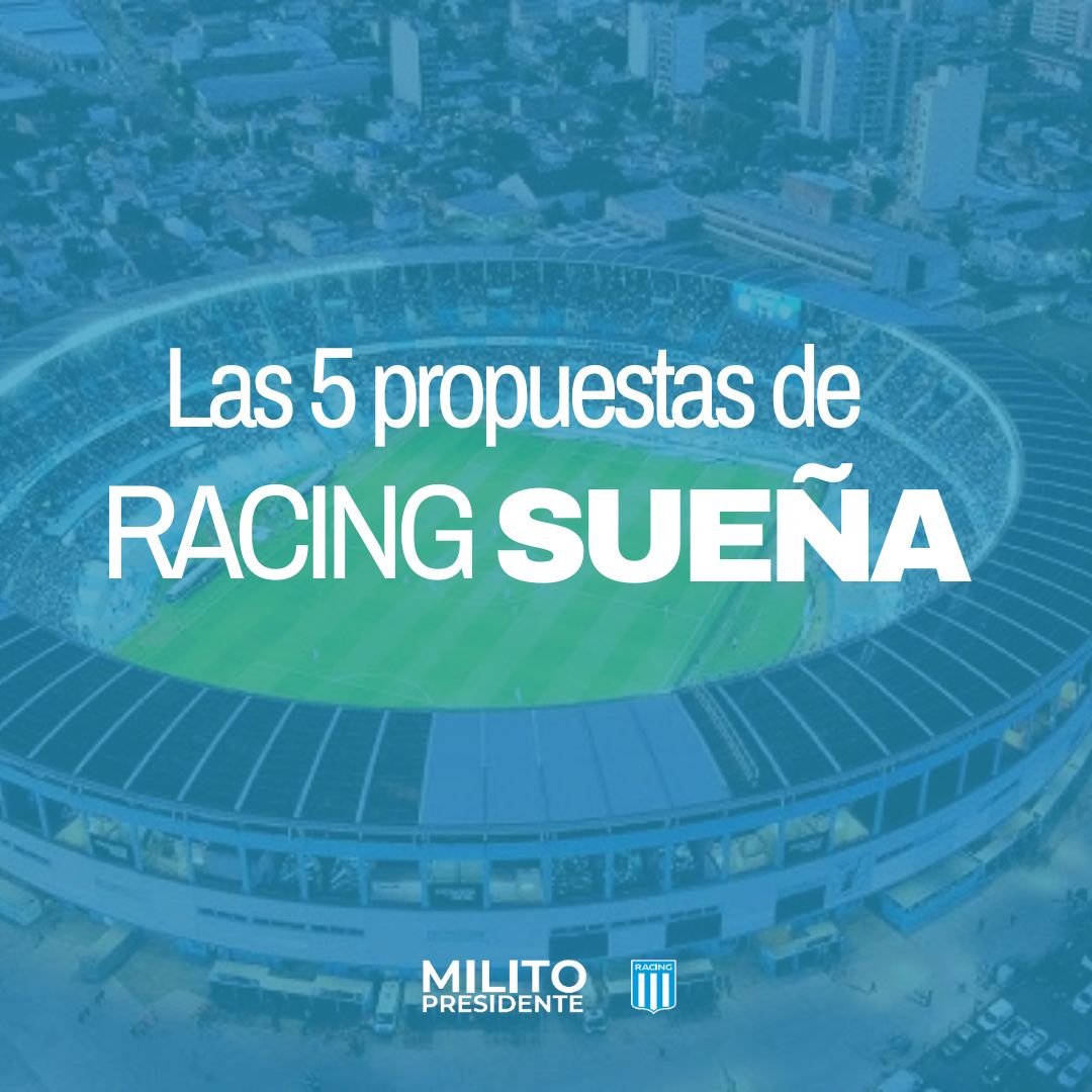 PoryParaRacing's tweet photo. Compartimos las propuestas de nuestro frente #RacingSueña 👉 https://t.co/nccjTzVJmK

Acompañanos a construir el Racing Club que soñamos y nos merecemos.

#MilitoPresidente https://t.co/BBdrL8pXaw
