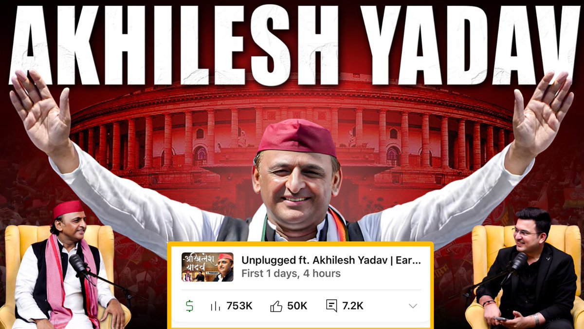 बीते 24 घंटे में 7.5 लाख से अधिक लोगों ने YouTube पर और 50 लाख लोगों ने Instagram पर Akhilesh Yadav से जुड़े Podcast को देखा है।  आपने देखा  ?