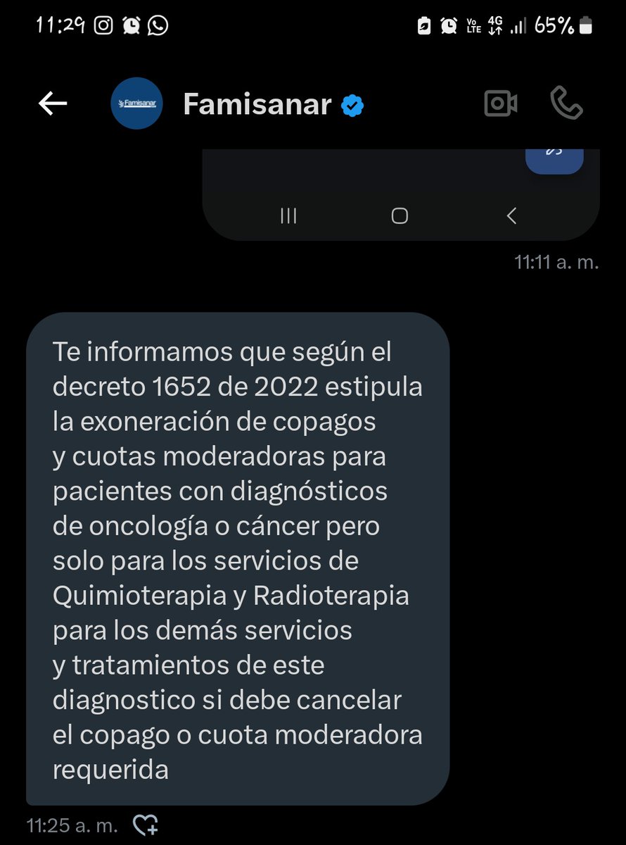 Enyel3's tweet photo. Señores @Supersalud la EPS @EPS_Famisanar me esta diciendo que debo hacer copagos por todo excepto Quimio y Radioterapia. Podrían aclararme si la exoneración de los copagos para personas con cancer es solo para los tratamientos que la EPS menciona? 
@MinSaludCol 
@CConstitucional https://t.co/CszjYmWc4H