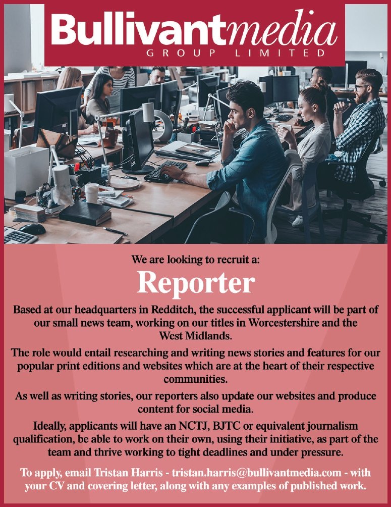 We have a news reporter position which has become available. Do you fit the bill or know someone who is perfect for our team? If so, get in touch. 👇