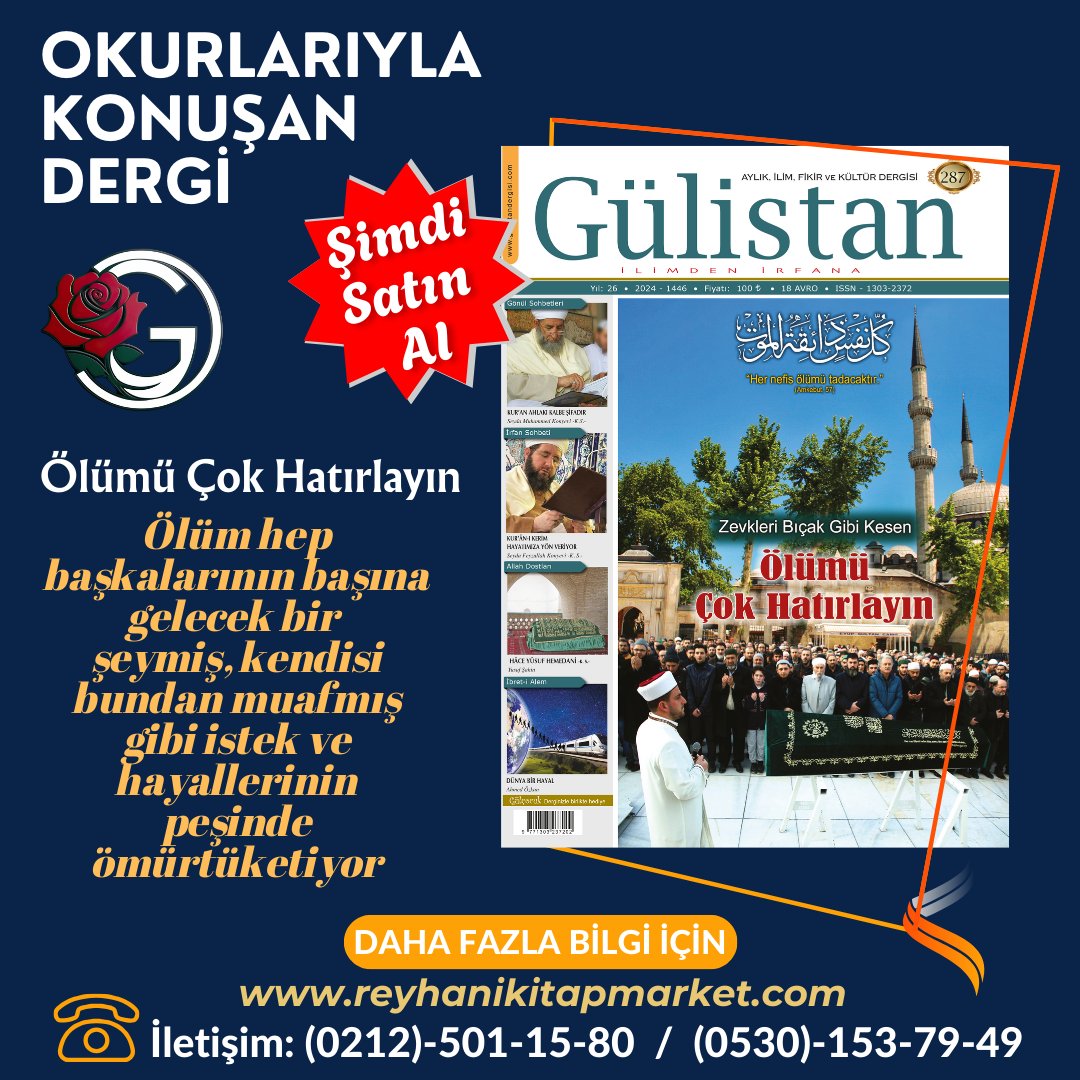 Okurlarıyla konuşan dergi
gulistandergisi.com