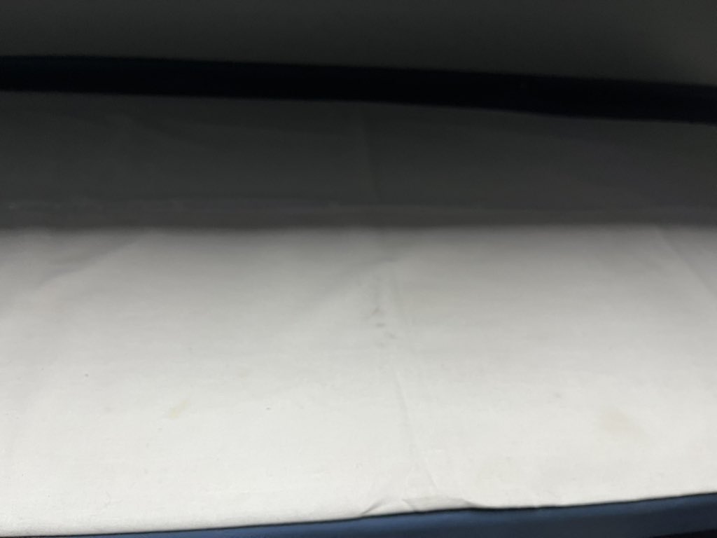 simonavinash's tweet photo. @RailMinIndia @RailwaySeva @GMSRailway @AshwiniVaishnaw @IRCTCofficial 
Travelling on 16232 MYS CUPJ with PNR 4304876262 in three tier A/c and am really disappointed with the way the train is maintained. Among other things, here is the pic of the sheets provided; https://t.co/N9vjDR3CL0