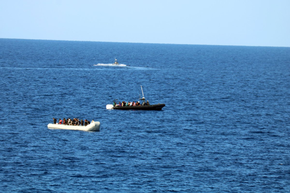MSF_Sea's tweet photo. ‼️MSF team witnessed another tragedy this morning while arriving to rescue people in distress on a deflating rubber boat, with armed men on a fast boat in their close vicinity. Survivors reported that 29 women and children had been intercepted at gunpoint before our arrival. https://t.co/iU5PcLSwVg