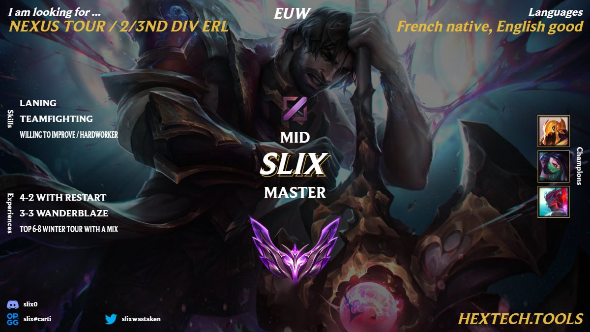 Hello, je suis LFT pour 2025 :)

Peak GM, je suis ouvert à toute proposition ! 

Si vous avez des questions n'hésitez pas à me les poser en DM sur X ou sur discord !

Like &amp; RT appréciés 🙏