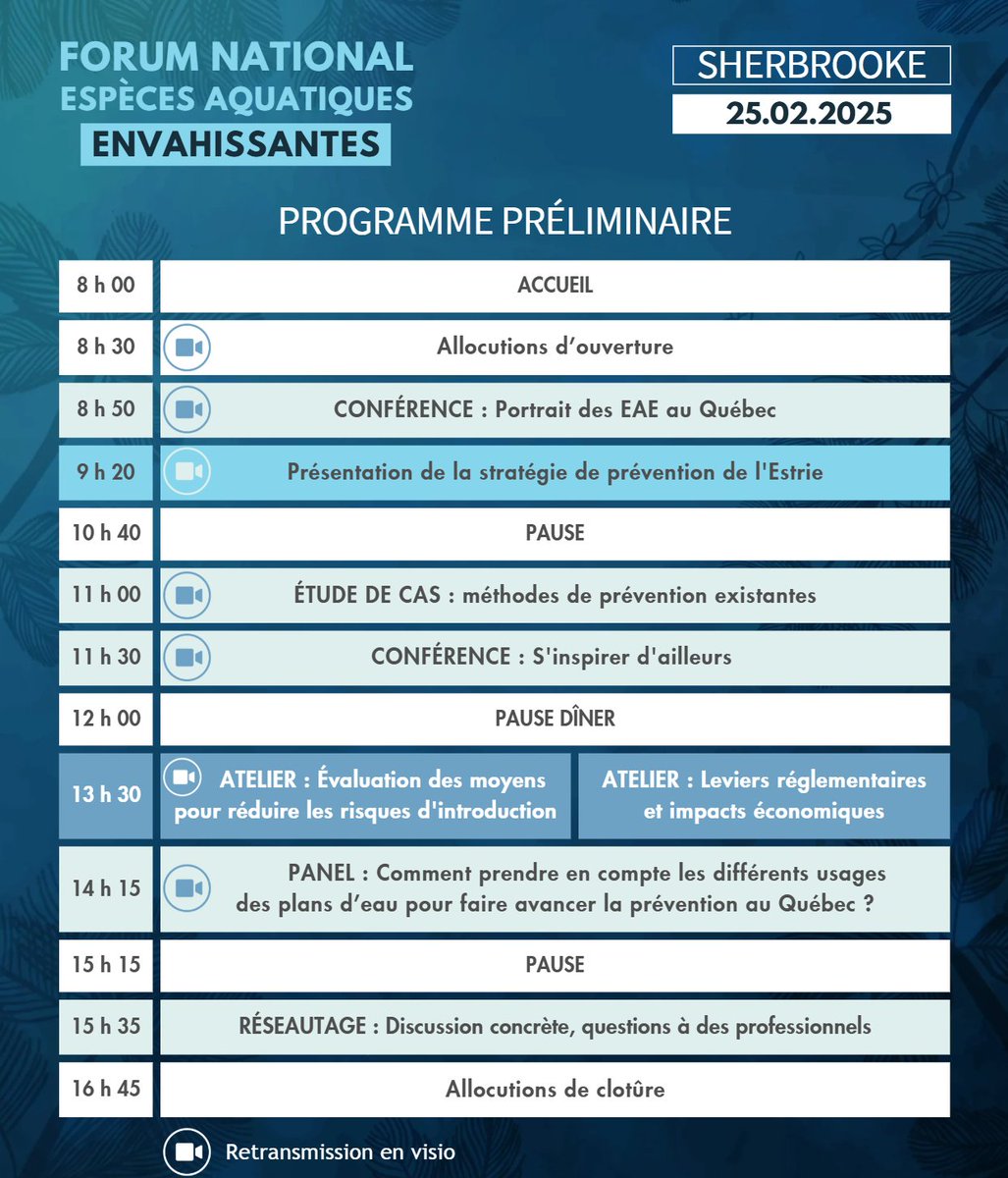 💥Le programme préliminaire du Forum national sur les espèces aquatiques envahissantes (#EAE) est maintenant disponible!👇
bit.ly/ForumEAE-progr…

🎟️ Billets : bit.ly/ForumEAE-billet

#environnement #biodiversité