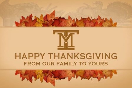 Big thank you to <a href="/MonTechFootball/">Montana Tech Football</a> for the Thanksgiving graphic! Happy Thanksgiving! Good luck against Northwestern. 
#Family 
#RollDiggs