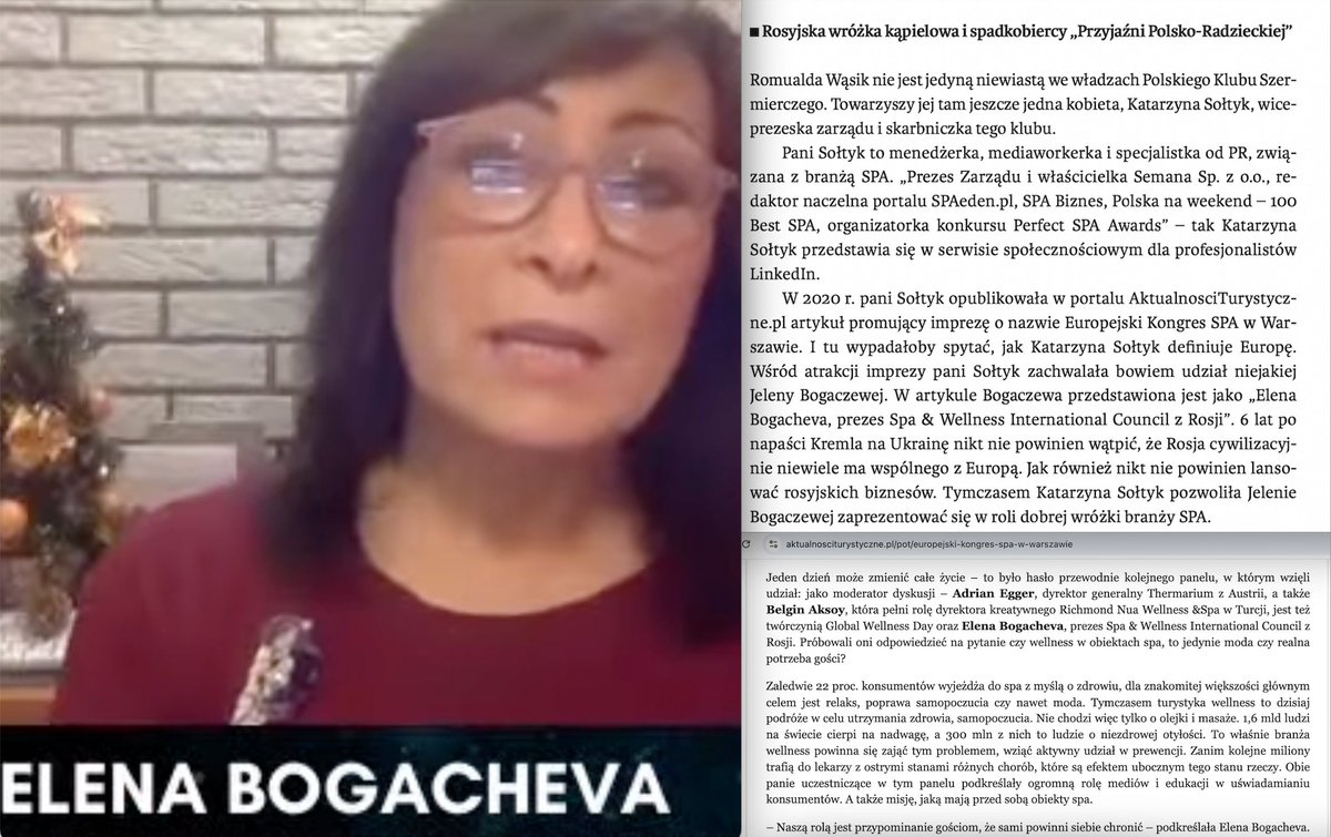 Tomasz5ek's tweet photo. Nitka. Żona @WasikMaciej obecnie współdziała z panią K. Sołtyk, która:
- promowała J. Bogaczewą, rosyjską "guru Wellness";
- ma związki z klanem Grynów, obsługującym prokremlowskich działaczy #DomPrzyjaźni #TPPR #AmbasadaRU #CollegiumHumanum 
Więcej: https://t.co/LL62RiMo9x https://t.co/bzBEfjGmXE