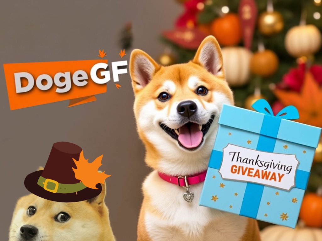 #HappyThanksgiving from DogeGF! 🦃💙

This Thanksgiving, we're spreading kindness with a $300 giveaway in $DOGEGF — $100 for 3 lucky winners!

How to enter:
💛 Comment something you're grateful for + tag <a href="/dogegftoken/">DogeGF</a>!
💛 Like + RT this post + tag 3 friends!
💛 Follow us so we can